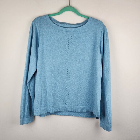 Title Nine Slack Tide Merino Wool Cotton Boxy Sweater Blue XL *read* - Picture 1 of 10